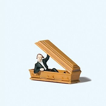 Preiser 29113 HO Vampire in Coffin Opening Lid