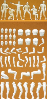 Preiser 58000 1/24 Unpainted Nude Male Figures (6) (Kit)