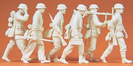 Preiser 64013 1/35 Unpainted German Reich Grenadiers Advancing w/MG 1939-45 (6) (Kit)