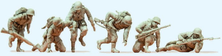 Preiser 64017 1/35 Unpainted D-Day US Infantry 1944 (6) (Kit)