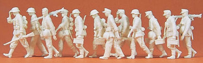 Preiser 72527 1/72 Unpainted German Reich Grenadiers Advancing w/MG 1939-45 (12) (Kit)