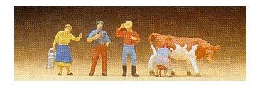 Preiser 79039 N Farmers w/Cow (4)