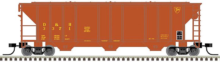 Atlas Model Railroad 50005545 N Scale PS-2 4427 3-Bay Covered Hopper - Ready to Run - Master(R) -- Delaware & Hudson 3366 (red, yellow)