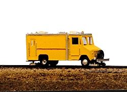 Railway Express Miniatures 2031 N Scale MOW Vehicles -- Box Van High Rail Inspection Vehicle