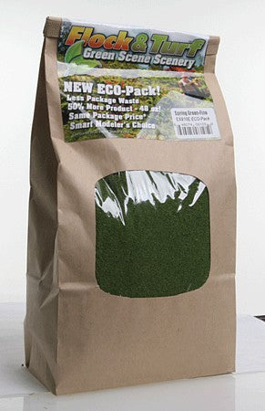 Scenic Express 810E All Scale Flock & Turf Ground Cover ECO Pack Bag - 48oz 1.4L -- Fine - Spring Green