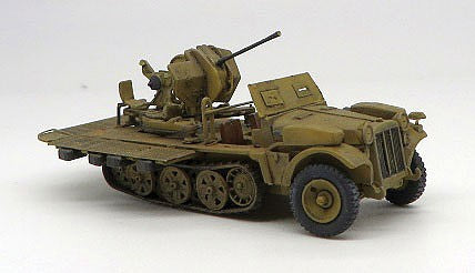 Trident Miniatures 87100 HO Scale Former Germany Army WWII - SdKfz 10-Series Half-Track -- 10/4 with 2cm Anti-Aircraft Gun
