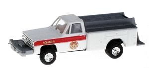 Trident Miniatures 901631 HO Scale Brush (Off-Road) Fire Pumper - Emergency - Fire Vehicles -- Squad 4 (White, Red Stripe, Gold Lettering)