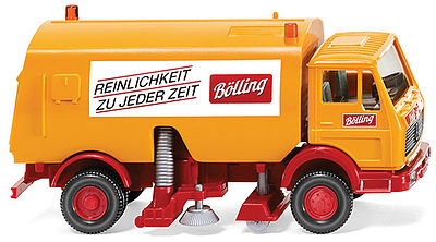 Wiking 64205 HO Scale 1973 Mercedes-Benz Street Sweeper - Assembled -- Bolling (Chrome yellow, red, German Lettering)