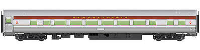 Walthers Mainline 30006 HO Scale 85' Budd Large-Window Coach - Ready to Run -- Pennsylvania Railroad (silver, Tuscan)