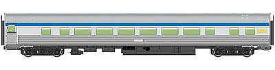 Walthers Mainline 30009 HO Scale 85' Budd Large-Window Coach - Ready to Run -- Via Rail Canada (silver, blue, yellow)