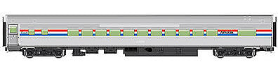 Walthers Mainline 30201 HO Scale 85' Budd Small-Window Coach - Ready to Run -- Amtrak(R) (Phase III; silver, Equal red, white, blue Stripes)