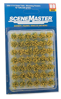 Walthers Scenemaster 949-1114 HO Scale Blooming Flowers 1/2"  1.2cm Tall -- Yellow pkg(42)