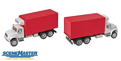 Walthers Scenemaster 11391 HO Scale International(R) 4900 Dual-Axle Refrigerated Van - Assembled -- White Cab, Red Body