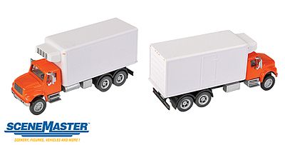 Walthers Scenemaster 11393 HO Scale International(R) 4900 Dual-Axle Refrigerated Van - Assembled -- Orange Cab, White Body