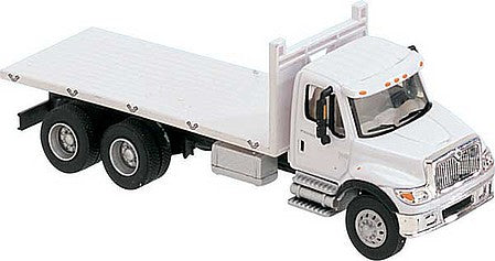 Walthers Scenemaster 11650 HO Scale International(R) 7600 3-Axle Flatbed Truck - Assembled -- White with Railroad Maintenance-of-Way Logo Decals