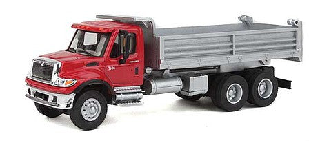 Walthers Scenemaster 11662 HO Scale International(R) 7600 3-Axle Heavy-Duty Dump Truck - Assembled -- Red Cab, Silver Dump Body