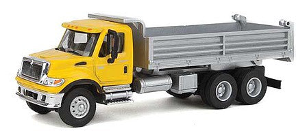 Walthers Scenemaster 11663 HO Scale International(R) 7600 3-Axle Heavy-Duty Dump Truck - Assembled -- Yellow Cab, Silver Dump Body