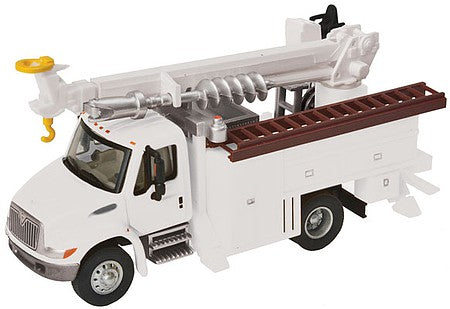 Walthers Scenemaster 11733 HO Scale International(R) 4300 Utility Truck w/Drill - Assembled -- White w/Railroad Maintenance-of-Way Logo Decals