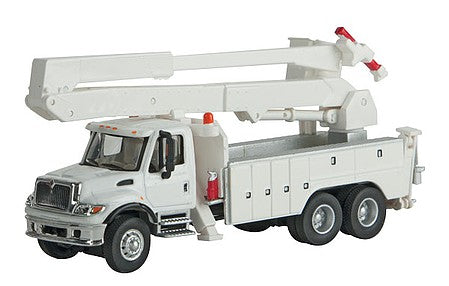 Walthers Scenemaster 11753 HO Scale International(R) 7600 Utility Truck w/Bucket Lift - Assembled -- White w/Railroad Maintenance-of-Way Logo Decals