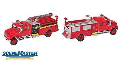 Walthers Scenemaster 11841 HO Scale International(R) 4900 Crew Cab Fire Engine - Assembled -- Red