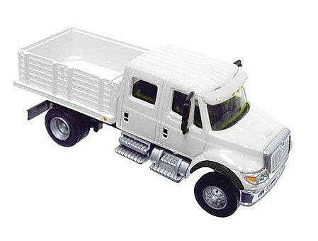 Walthers Scenemaster 11880 HO Scale International(R) 7600 2-Axle Crew Cab Truck with Solid Stake Bed - Assembled -- White with Railroad Maintenance-of-Way logo decals