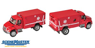 Walthers Scenemaster 11931 HO Scale International(R) 4300 EMS Ambulance - Assembled -- Red
