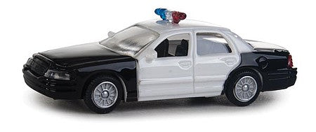 Walthers Scenemaster 949-12021 HO Scale Ford(R) Crown Victoria Police Interceptor -- Police, Sheriff & Highway Patrol Decals (black, White Doors; Nonworking Lights