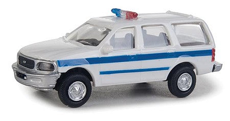 Walthers Scenemaster 949-12045 HO Scale Ford(R) Expedition Special Service Vehicle (SSV) -- Police, Sheriff & Highway Patrol Decals (white, Blue Stripe; Nonworking Light)