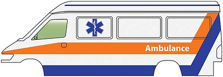 Walthers Scenemaster 12201 HO Scale Service Van - Assembled -- Ambulance (white, orange, blue)