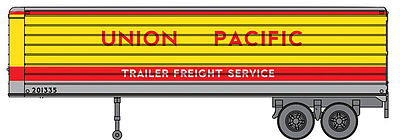 Walthers Scenemaster 2406 HO Scale 35' Fluted-Side Trailer 2-Pack - Assembled -- Union Pacific(R) (Armour Yellow, red, gray)