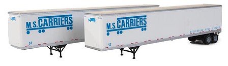 Walthers Scenemaster 2463 HO Scale 53' Stoughton Trailer 2-Pack - Assembled -- MS Carriers (white, blue)