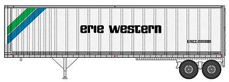 Walthers Scenemaster 2511 HO Scale 40' Trailmobile Trailer 2-Pack - Assembled -- Erie Western (white, black, blue, green)