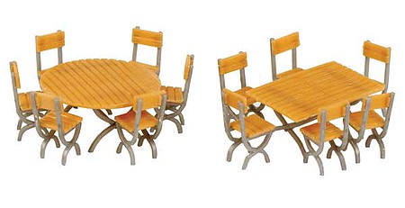 Walthers Scenemaster 4191 HO Scale Tables and Chairs - Kit -- One Each Square and Round Tables, 12 Chairs