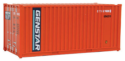 Walthers Scenemaster 8003 HO Scale 20' Corrugated Container with Flat Panel - Assembled -- Genstar (orange, blue, white)