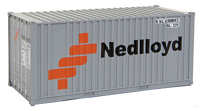 Walthers Scenemaster 8005 HO Scale 20' Corrugated Container with Flat Panel - Assembled -- Ned-Lloyd (gray, orange, black)