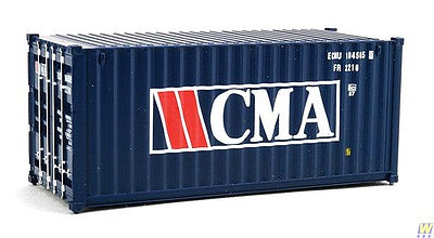 Walthers Scenemaster 8062 HO Scale 20' Corrugated Container - Assembled -- CMA (blue, white, red)