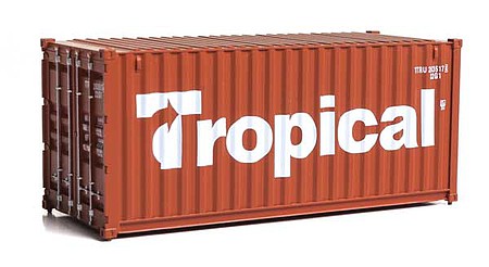 Walthers Scenemaster 949-8075 HO Scale 20' Corrugated Container - Assembled -- Tropical (brown, white)