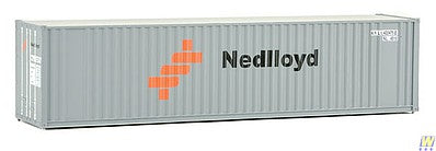 Walthers Scenemaster 8219 HO Scale 40' Hi-Cube Corrugated Container w/Flat Roof - Assembled -- Nedlloyd (gray, orange, black)