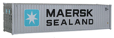 Walthers Scenemaster 949-8255 HO Scale 40' Hi Cube Corrugated Side Container - Assembled -- Maersk-Sealand (silver, blue, white)