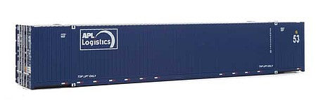 Walthers Scenemaster 949-8526 HO Scale 53' Singamas Corrugated-Side Container - Assembled -- APL Logistics (blue, white)