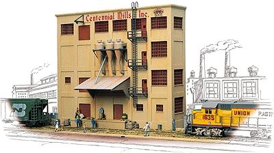 Walthers Cornerstone 3160 HO Scale Centennial Mills Background Building -- Kit - 10-3/16 x 1-15/16 x 8-7/16" 25.4 x 4.8 x 21cm
