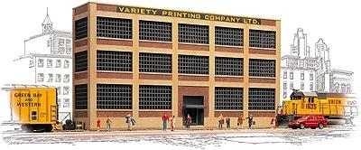 Walthers Cornerstone 3161 HO Scale Variety Printing Background Building -- Kit - 12-1/4 x 2-3/4 x 6-11/16" 30.6 x 6.8 x 16.7cm