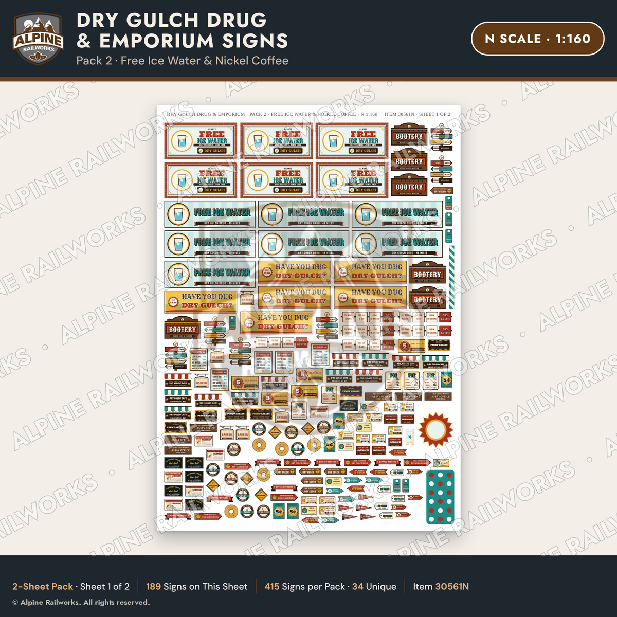Alpine Railworks 30561N N Scale Roadside Signs - Western Drug Store