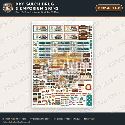 Alpine Railworks 30561N N Scale Roadside Signs - Western Drug Store