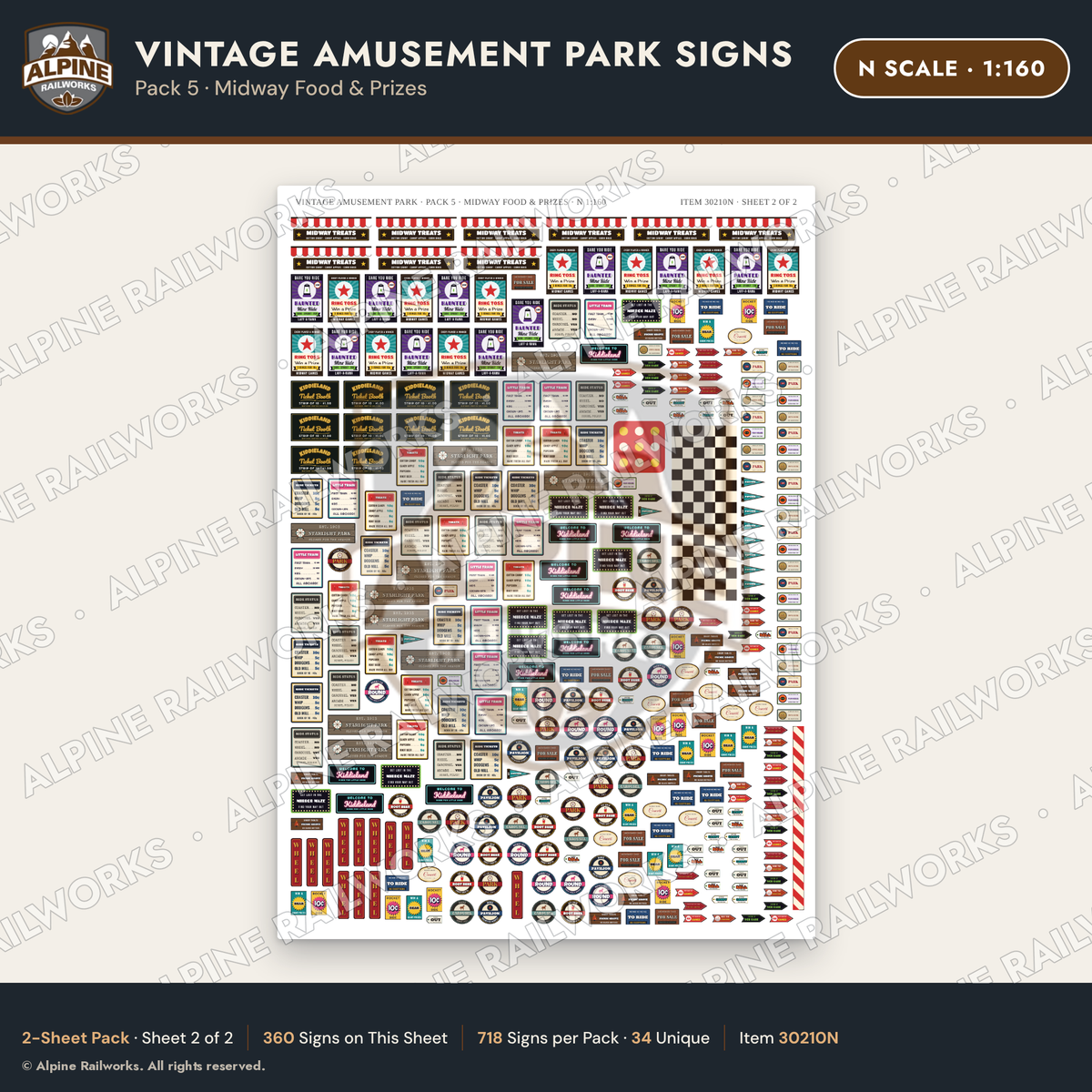 Alpine Railworks 30210N N Scale Vintage Amusement Park Signs