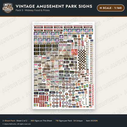 Alpine Railworks 30210N N Scale Vintage Amusement Park Signs