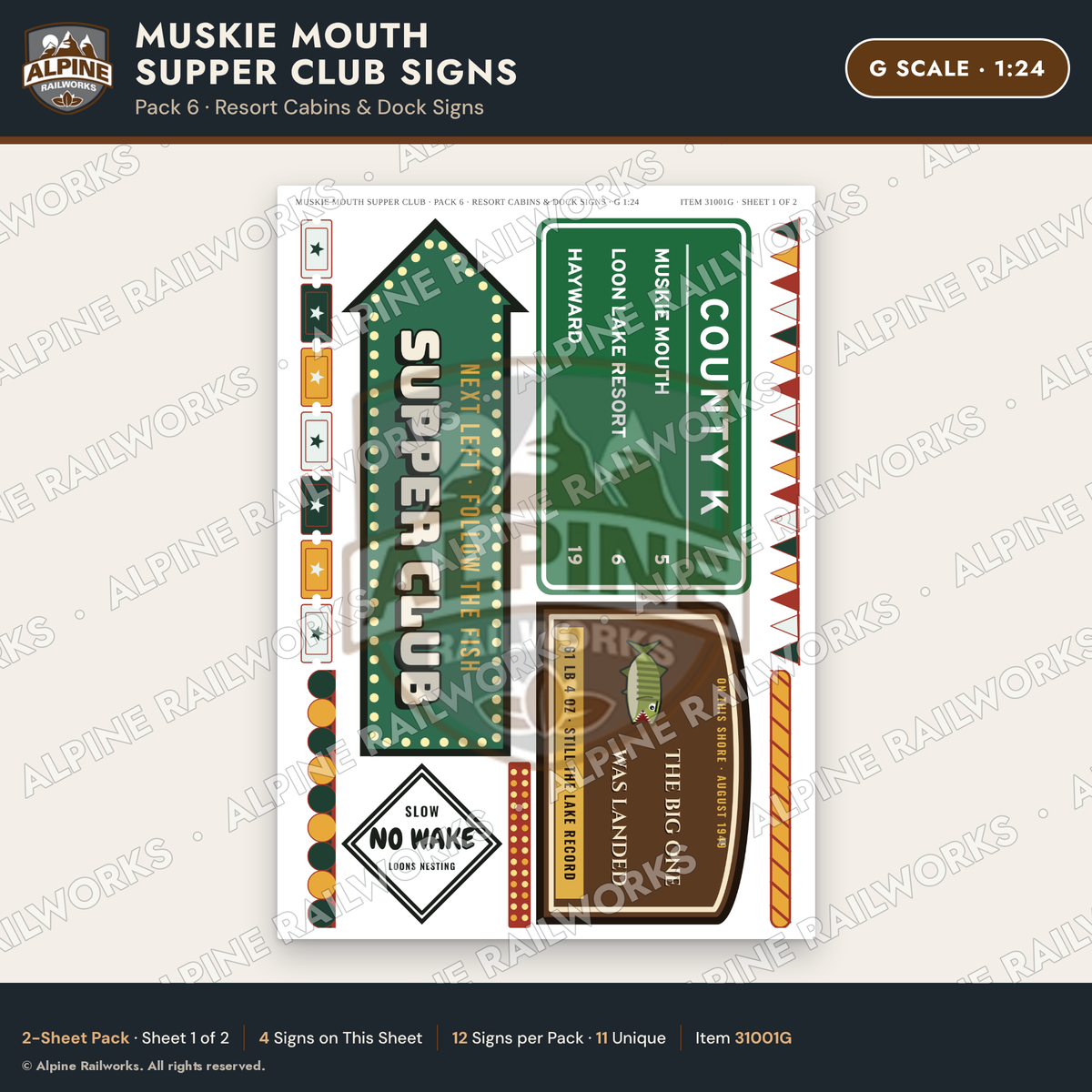 Alpine Railworks 31001G G Scale Roadside Attraction Signs - Giant Fish