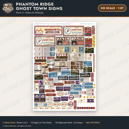 Alpine Railworks 30720HO HO Scale Roadside Signs - Mountain Ghost Town