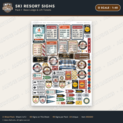 Alpine Railworks 30242O O Scale Ski Resort Signs - Base Lodge
