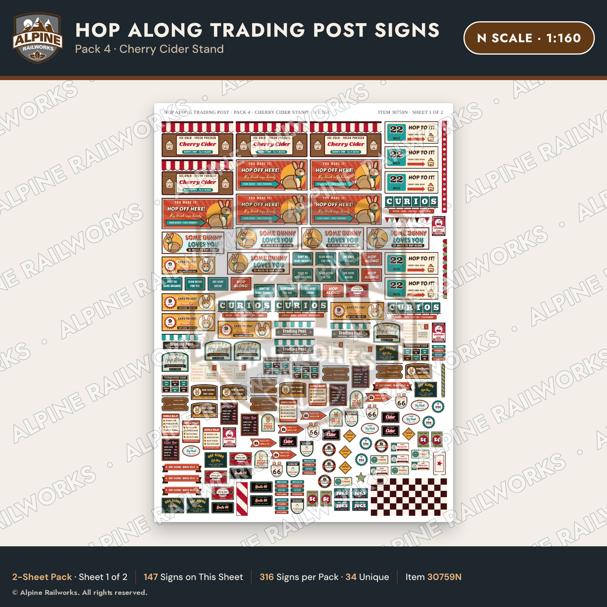 Alpine Railworks 30759N N Scale Roadside Signs - Trading Post